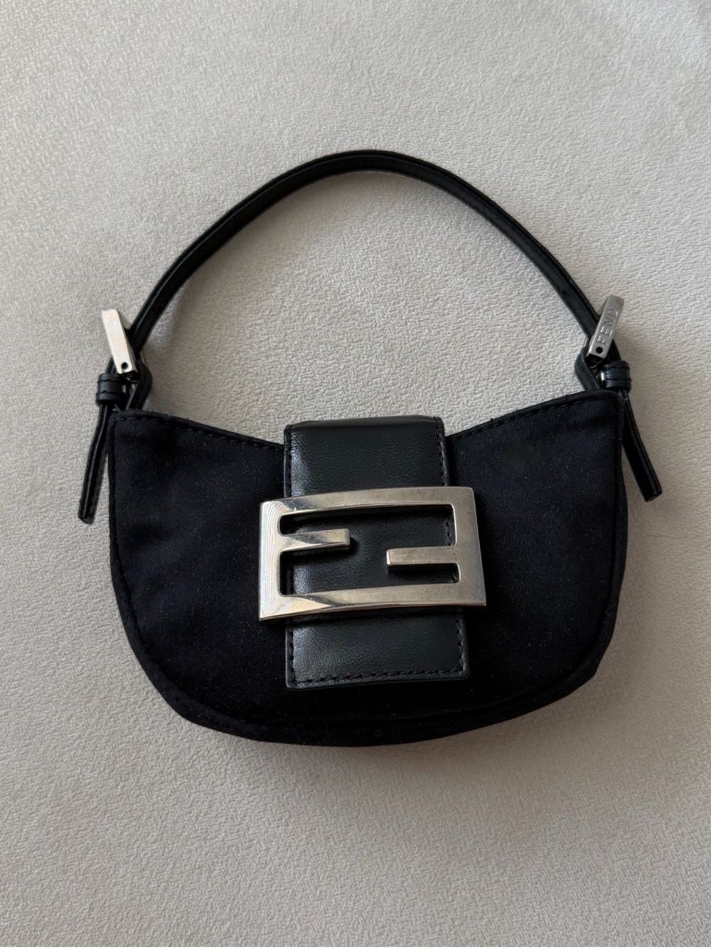 Fendi Black Neoprene Mini Croissant